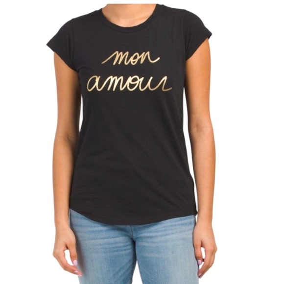 Zadig & Voltaire Tops - Zadig & Voltaire Skinny Mon Amour Foil Tee Shirt Black